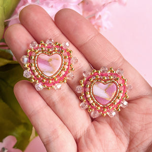 Rose Quartz Beaded Studs