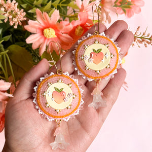 Peach Ring Beaded Earrings