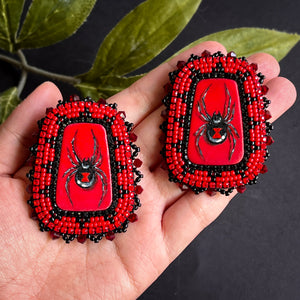 Black Widow Beaded Earrings