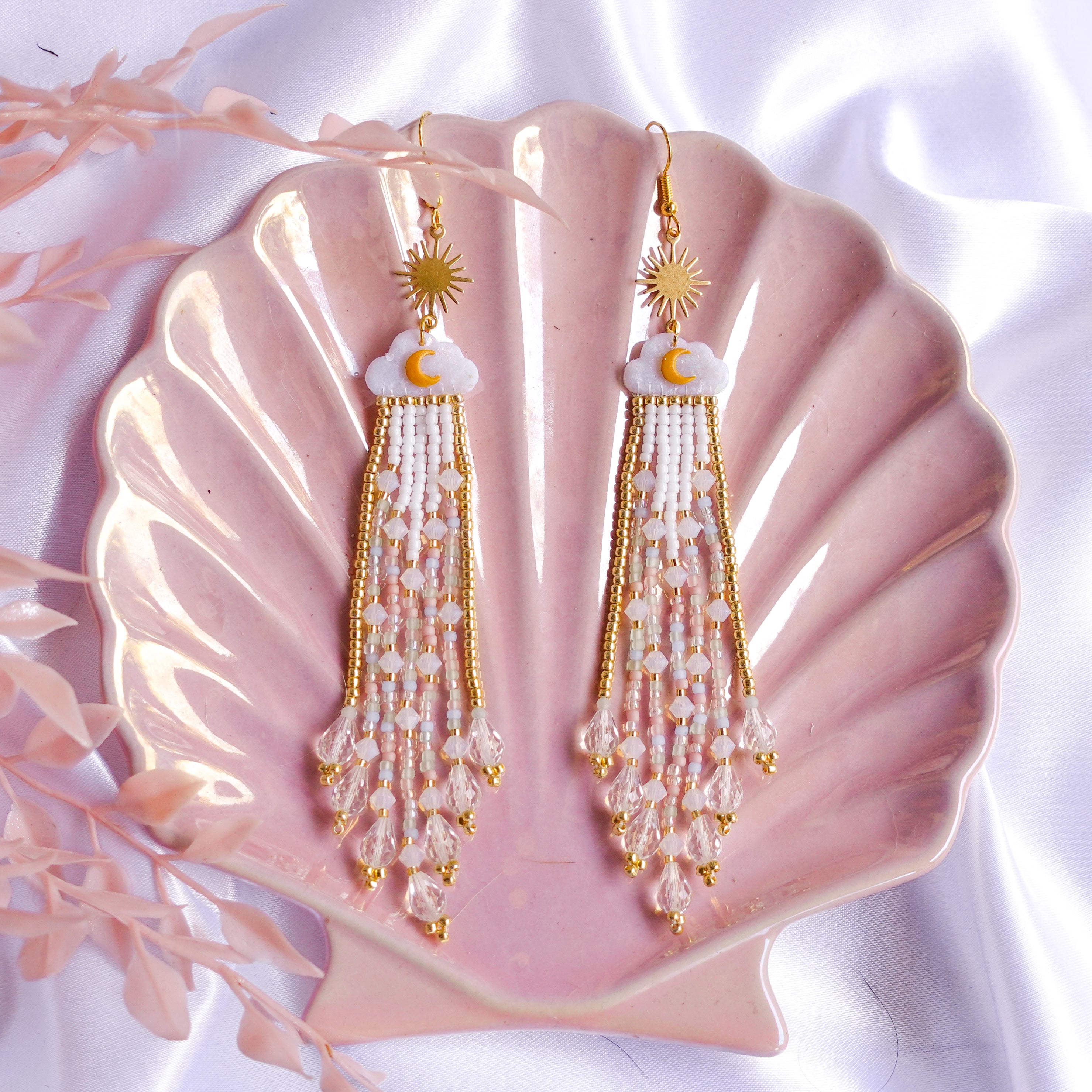 Crystal Rain Beaded Fringe Earrings