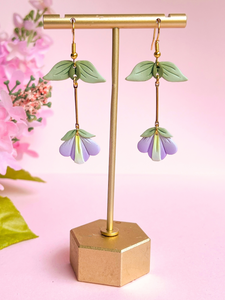 Purple Hanging Blossom Earrings