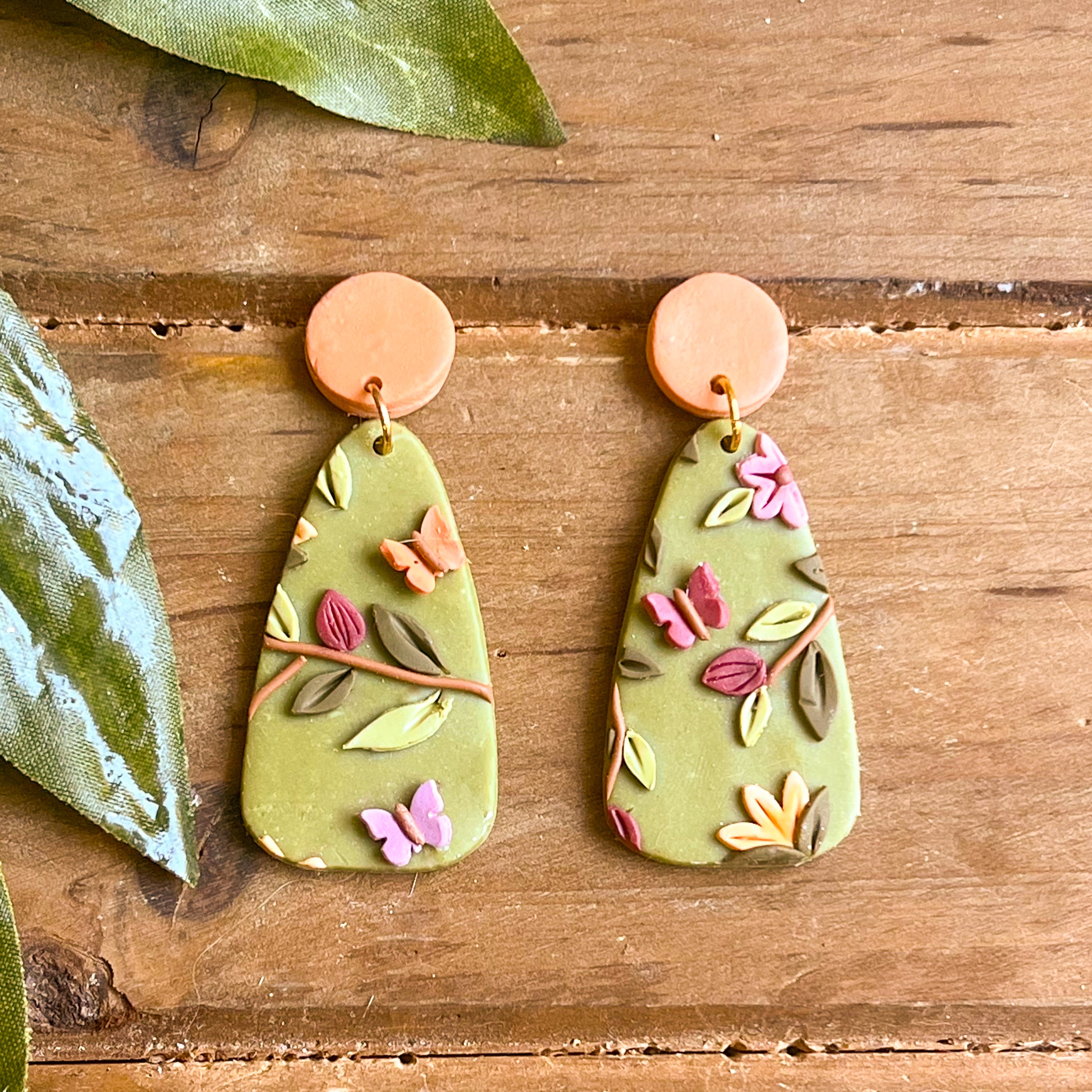 Butterfly Garden Slab Earrings (Teardrop)