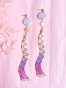 Seashell Beaded Fringe Earrings