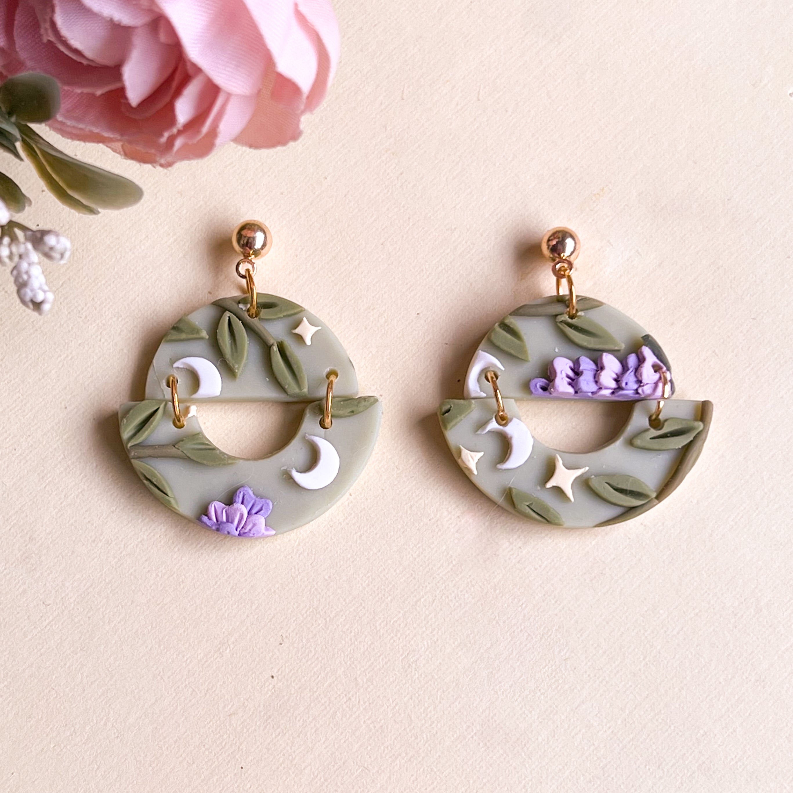 Twilight Lavender Slab Earrings (Semi-Circle)