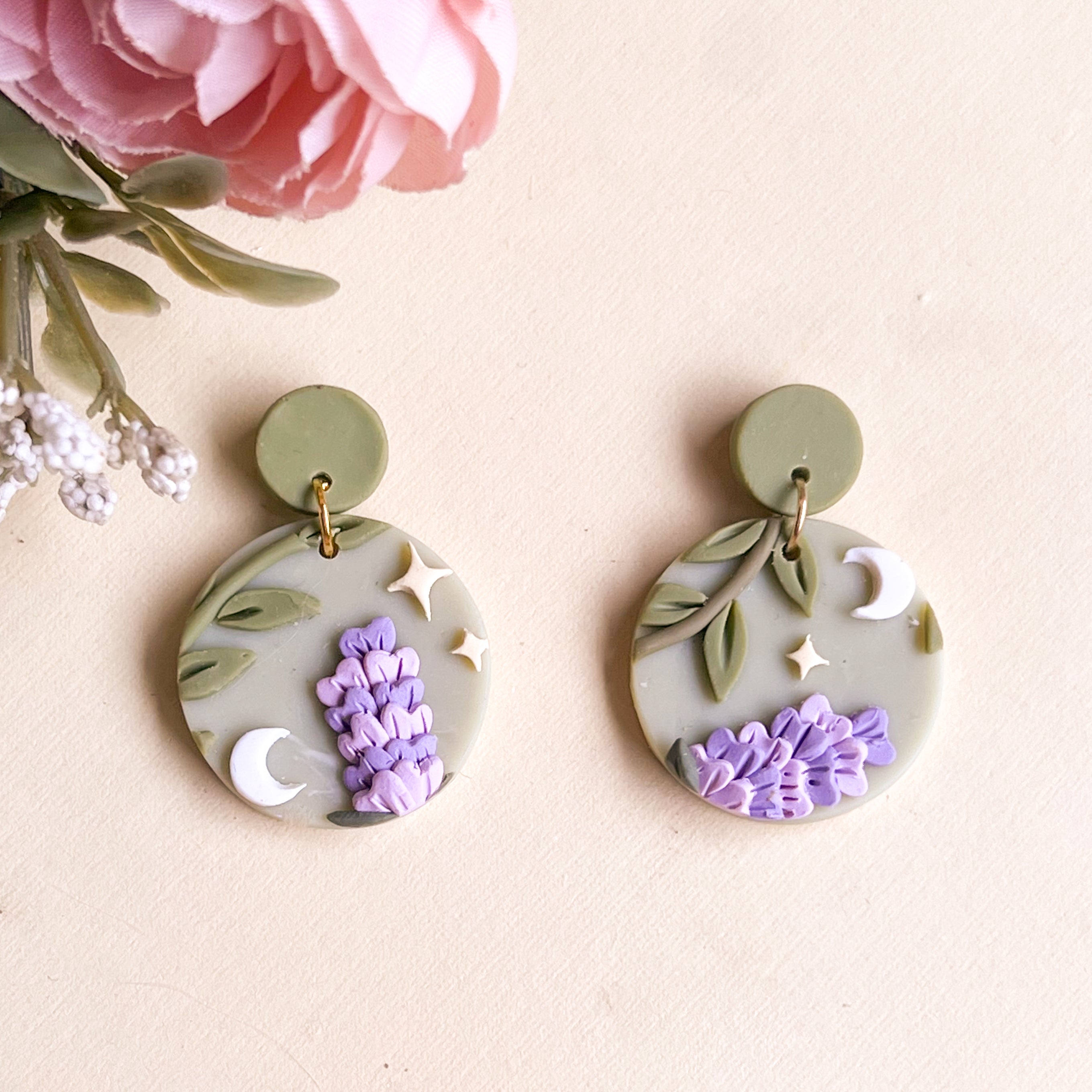 Twilight Lavender Slab Earrings (Circle)
