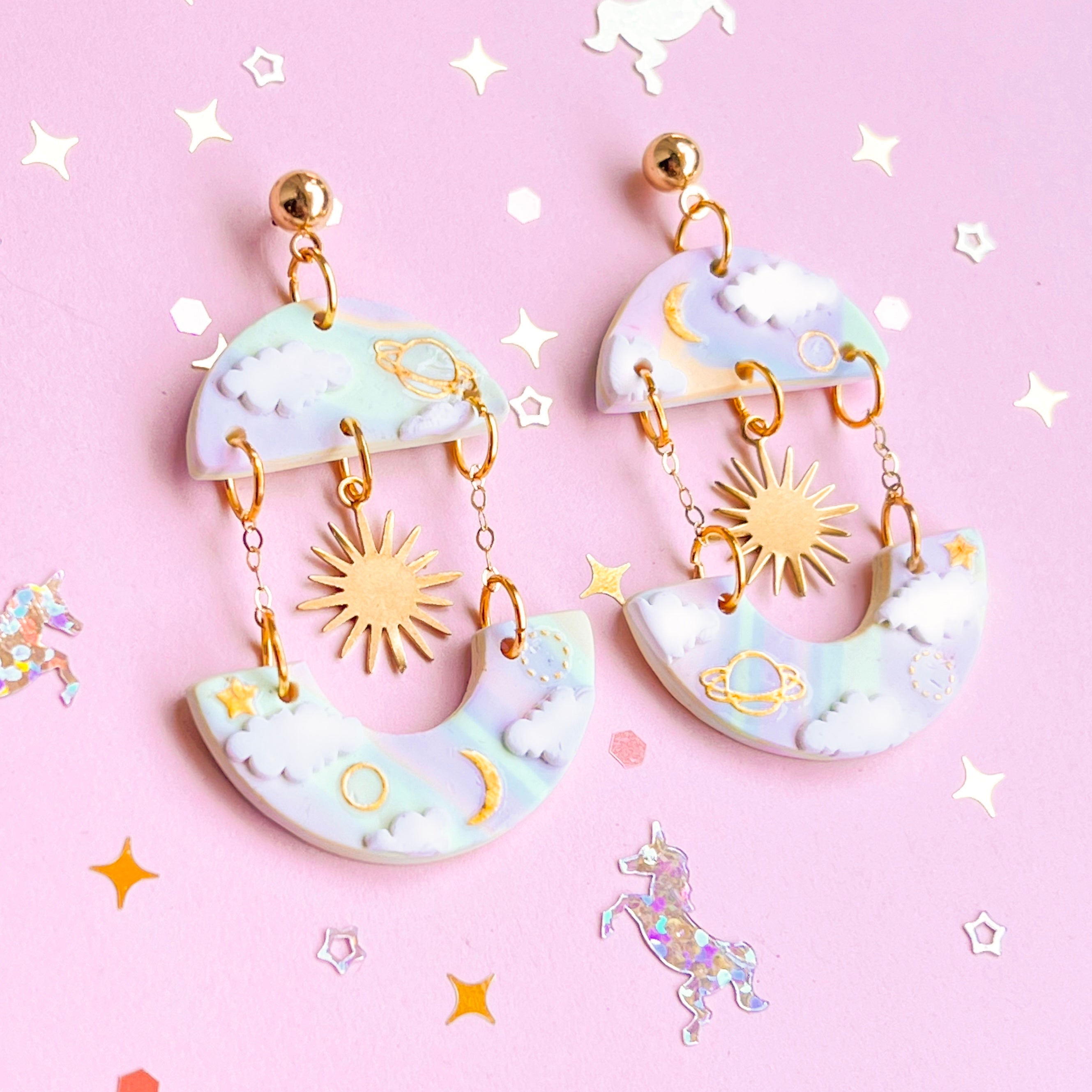 Celestial Pride Earrings (Half-Circle)