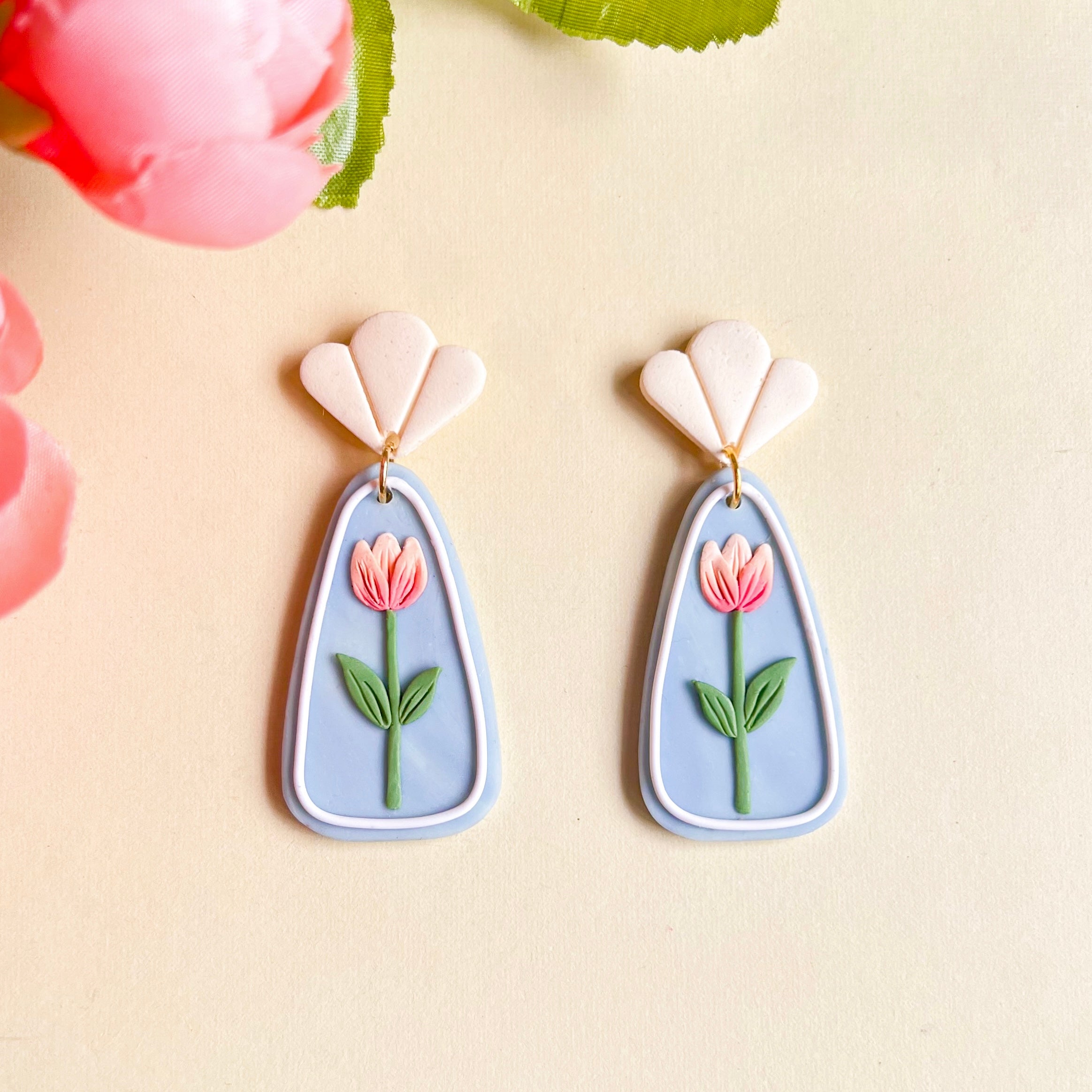 Blue Lace Tulip Earrings