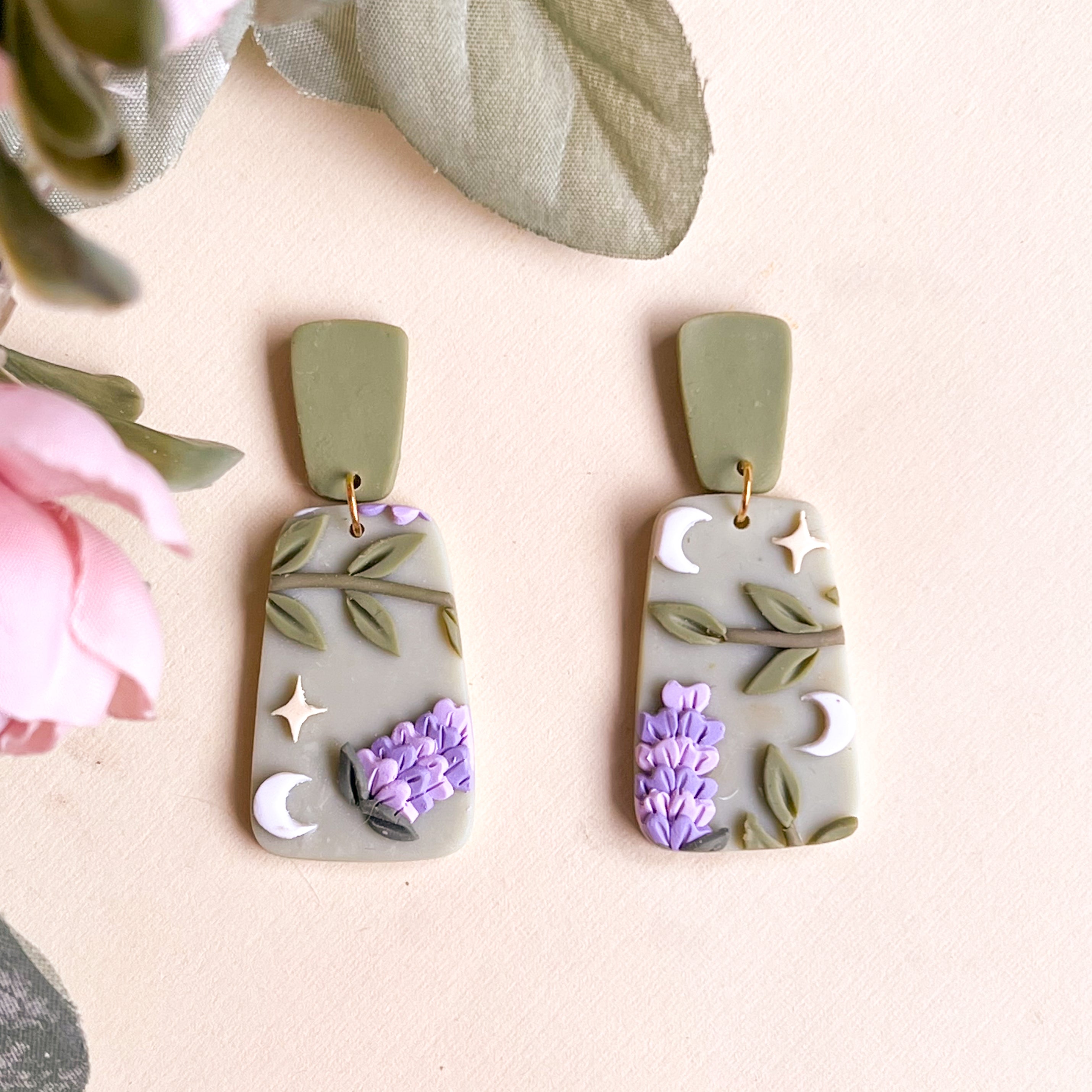 Twilight Lavender Slab Earrings (Trapezium)