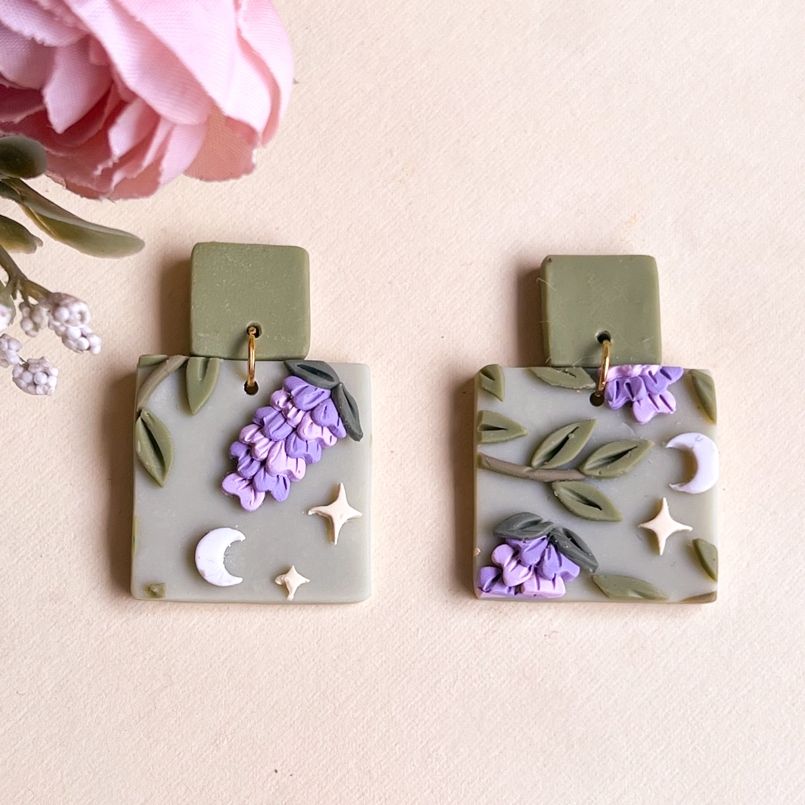 Twilight Lavender Slab Earrings (Square)