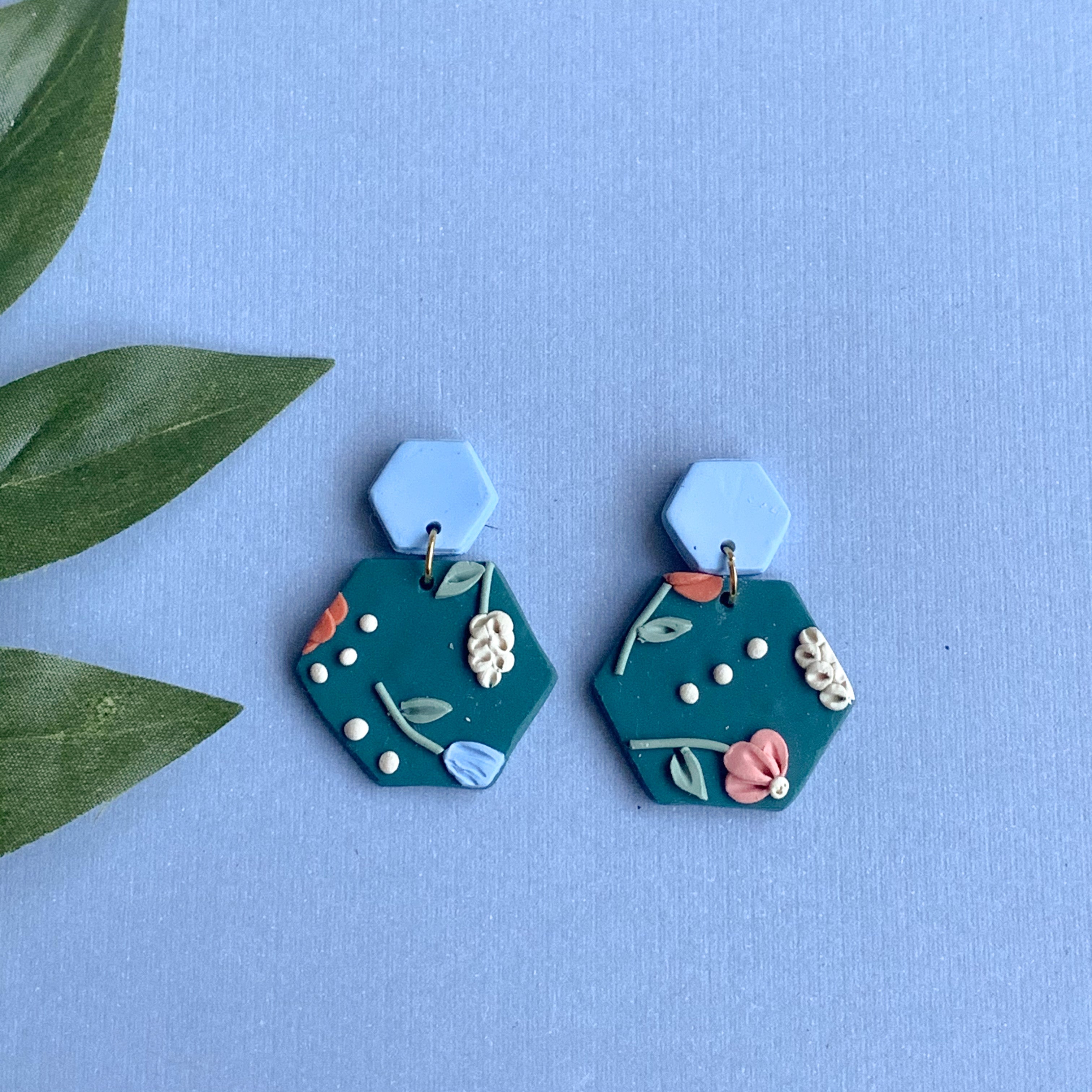 Emerald Slab Earrings (Hexagon)