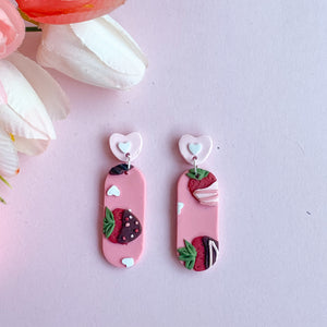 Chocolate Covered Strawberry Slab Earrings (Oval)
