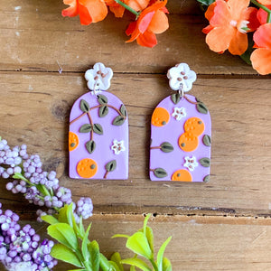 Orange Lavender Slab Earrings (Arch)