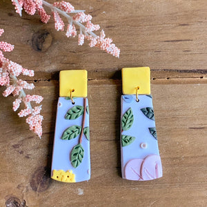 Spring Floral Earrings (Rounded Rectangle)