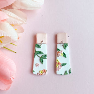 Hydrangea Slab Earrings (Rounded Rectangle)