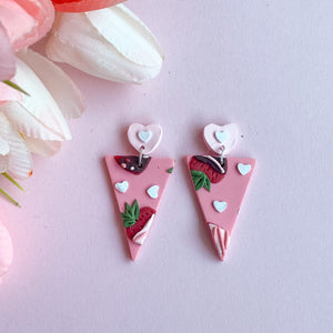 Chocolate Covered Strawberry Slab Earrings (Triangle)