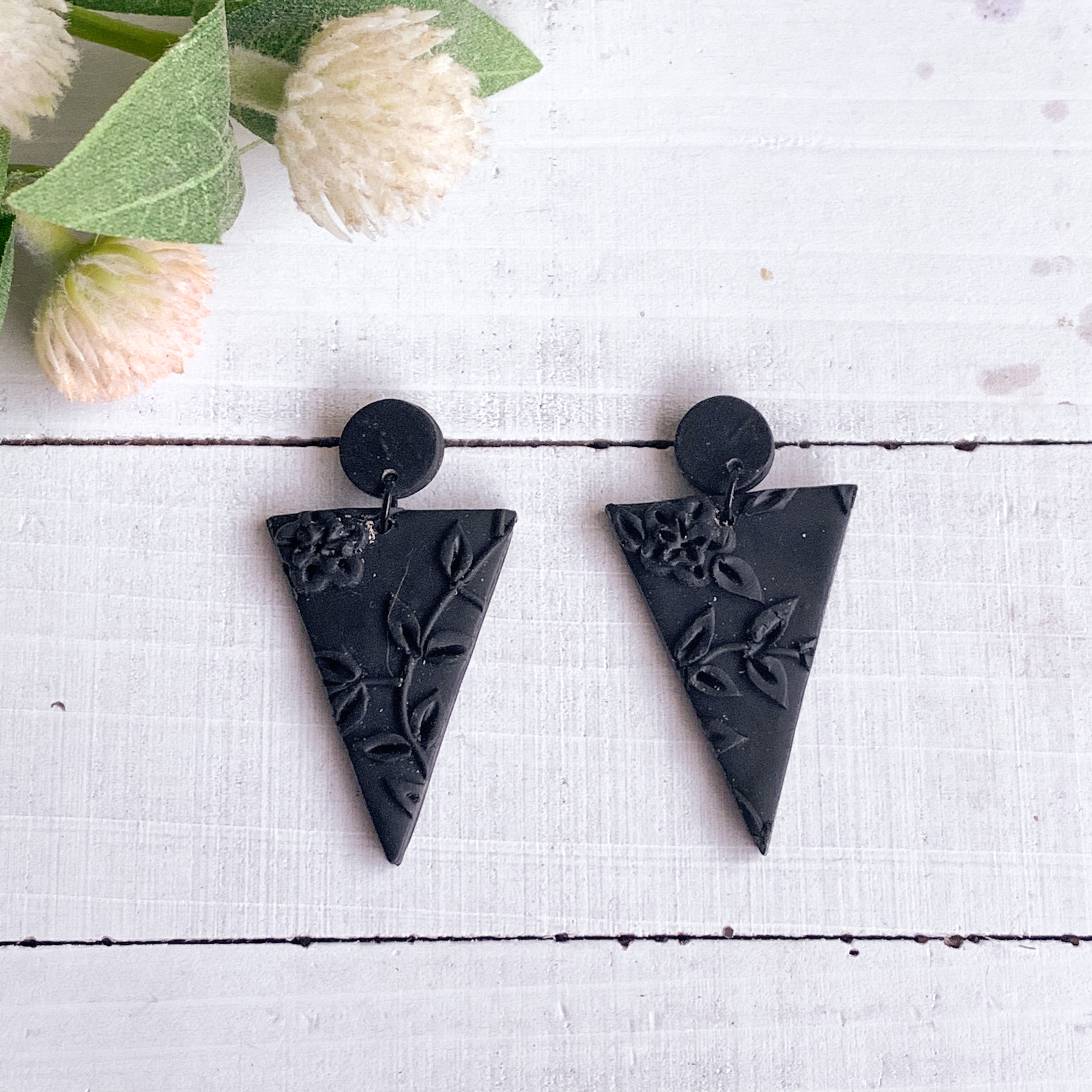 All Black Slab Earrings (Triangle)