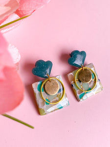 Faux Gold-Filled Chrysoprase Earrings (Square)