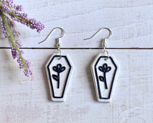 Marble Floral Coffin Earrings