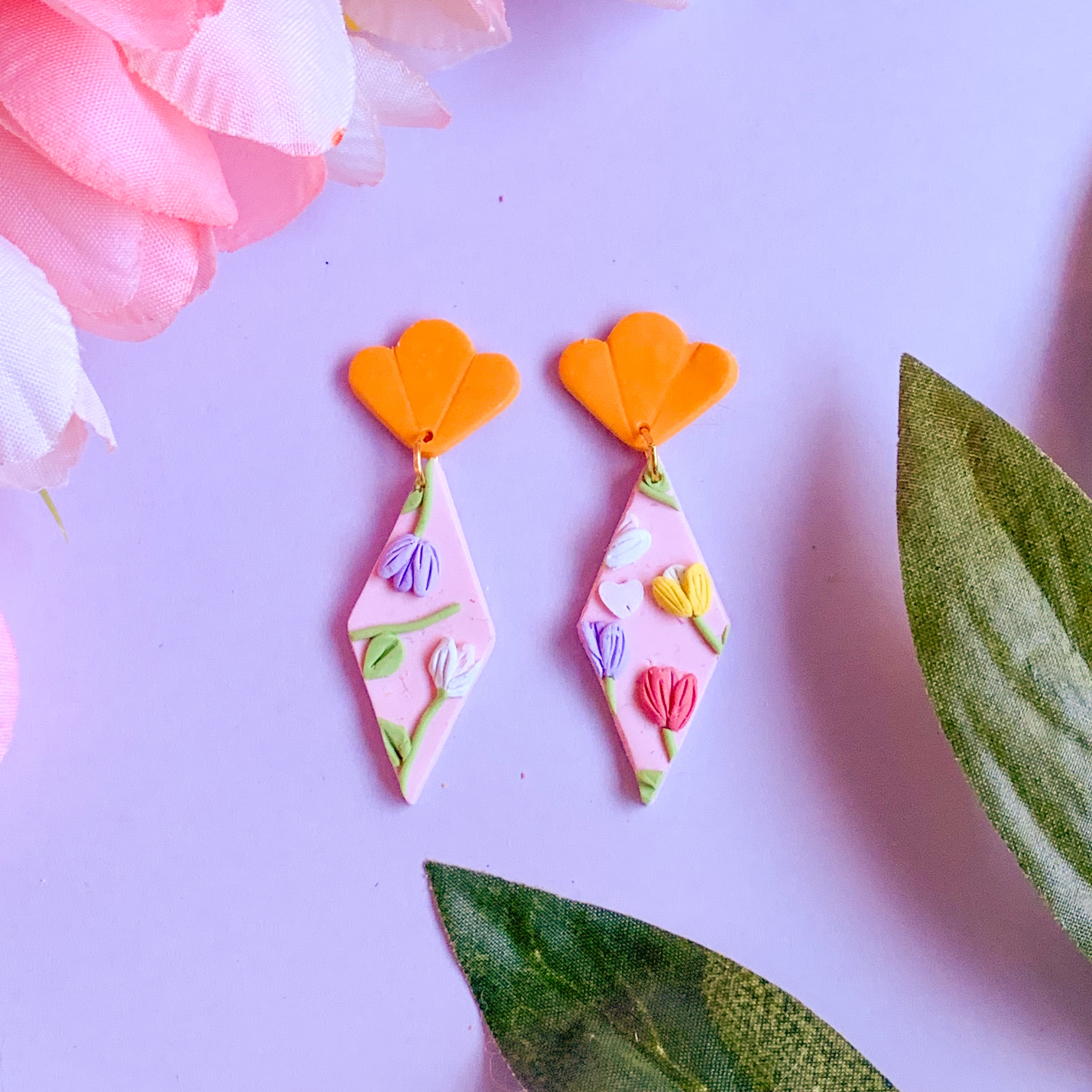 Tulip Love Slab Earrings (Diamond)