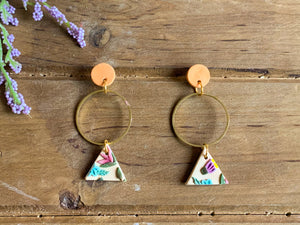Summer Floral Slab Earrings (triangle)
