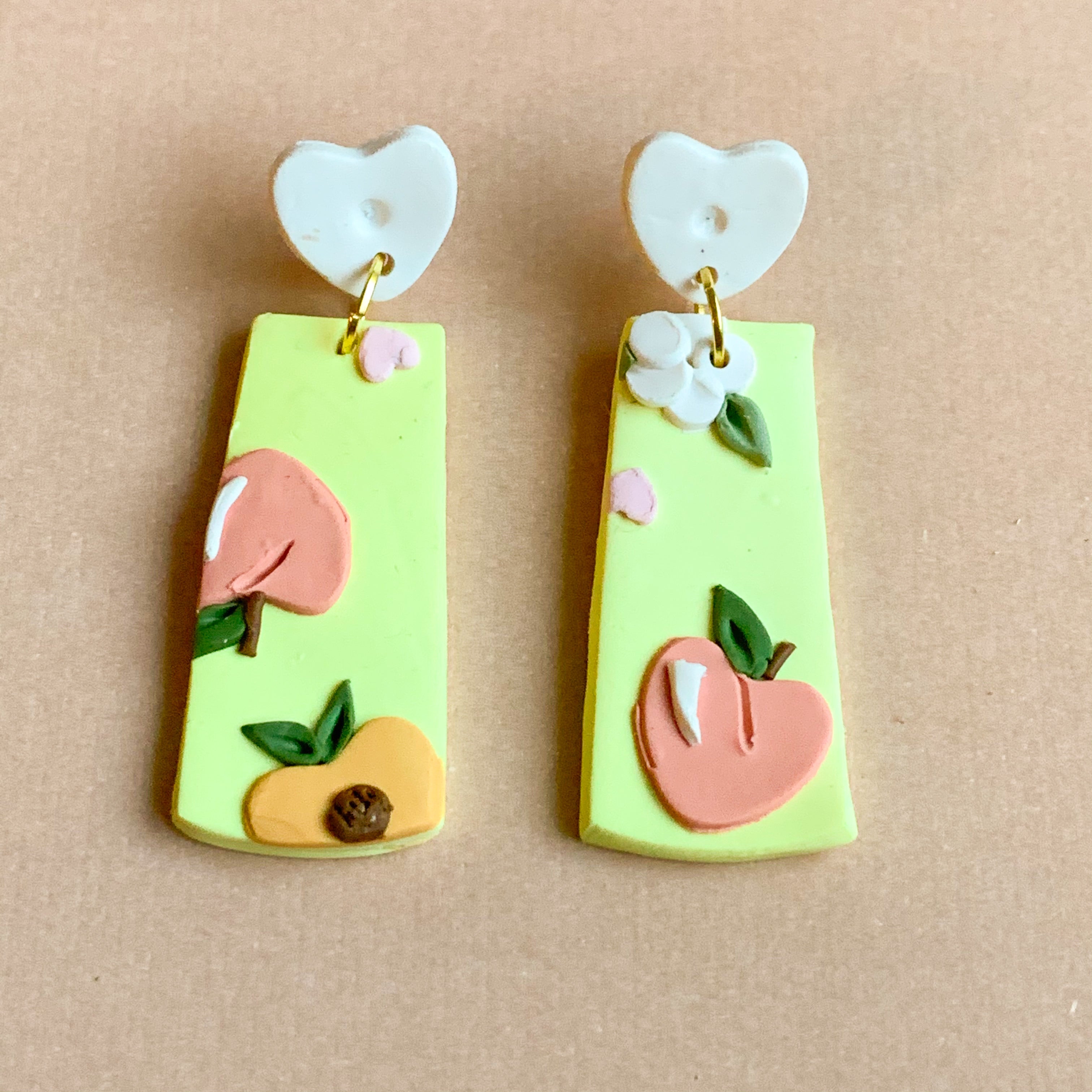 Peachy Love Earrings (rounded rectangle)