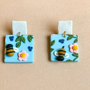Honey Bee Earrings (square)