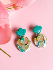 Faux Gold-Filled Chrysoprase Earrings (Circle)