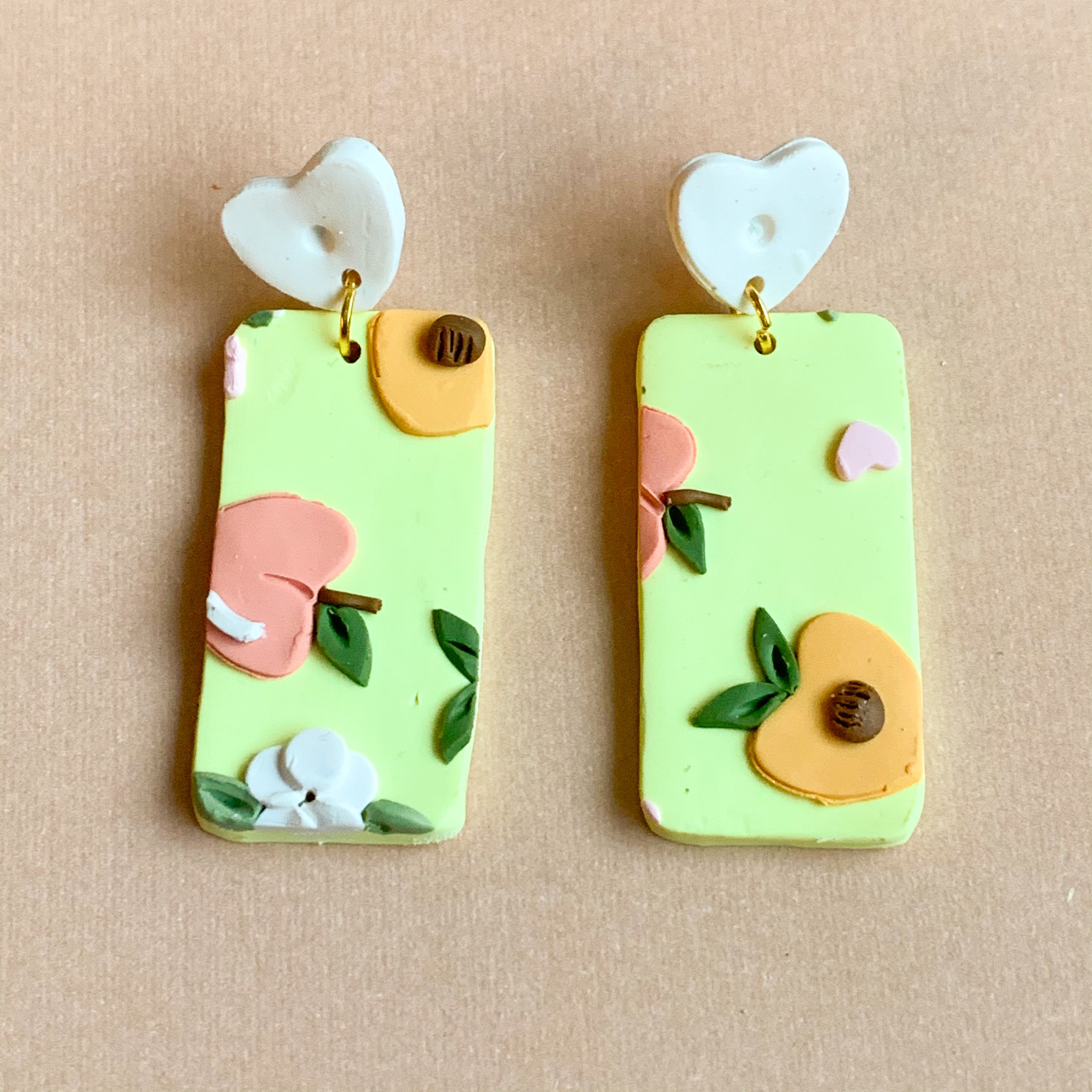 Peachy Love Earrings (rectangle)