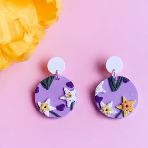 Daffodil Love Slab Earrings (Circle)