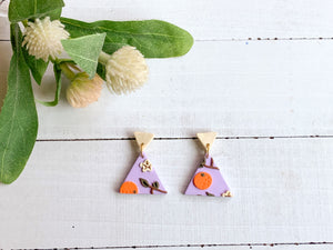 Orange Lavender Slab Earrings (Small Triangle)