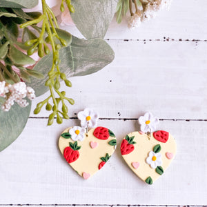 Strawberry Love Slab Earrings (Heart)