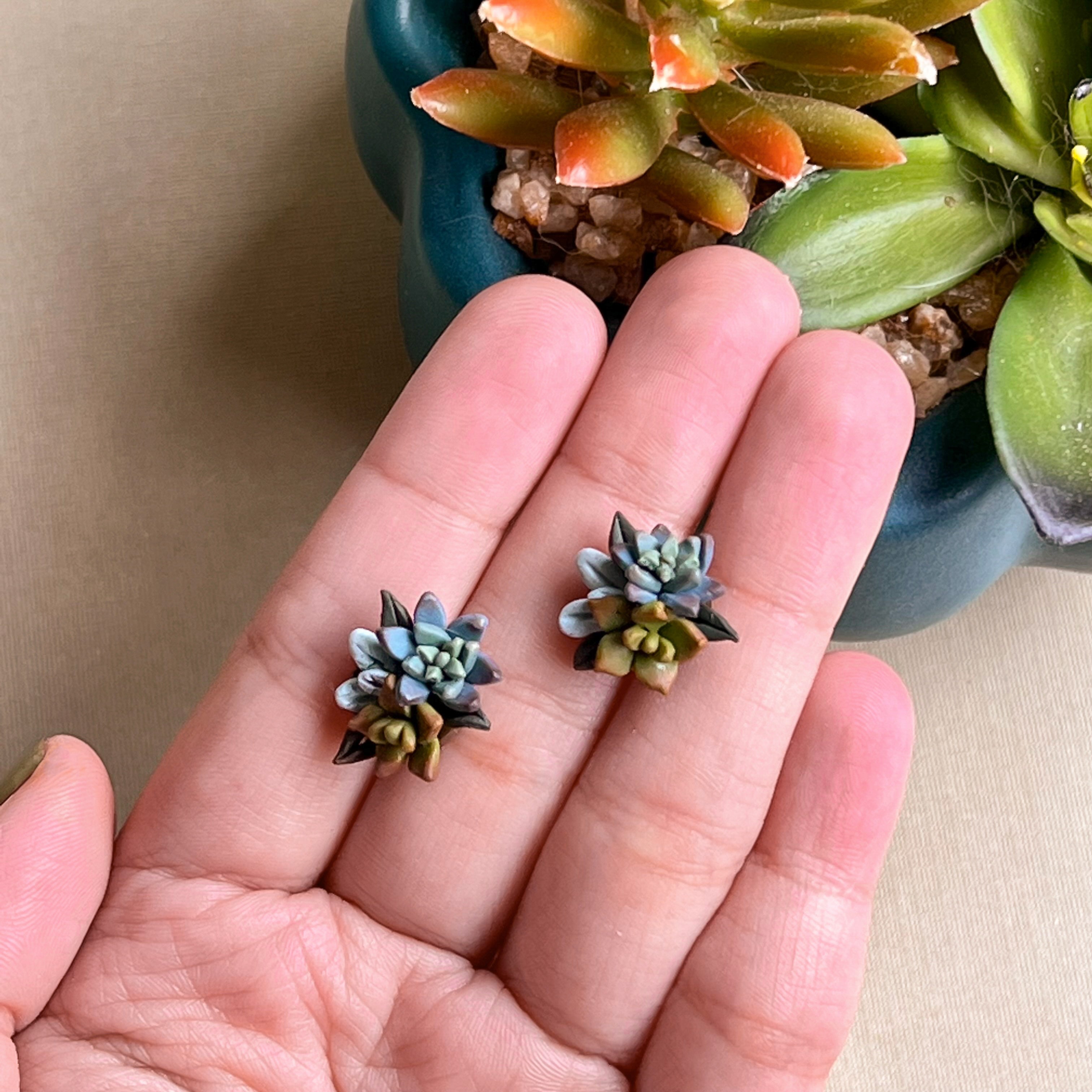 Miniature Succulent Studs (Cool Tone)
