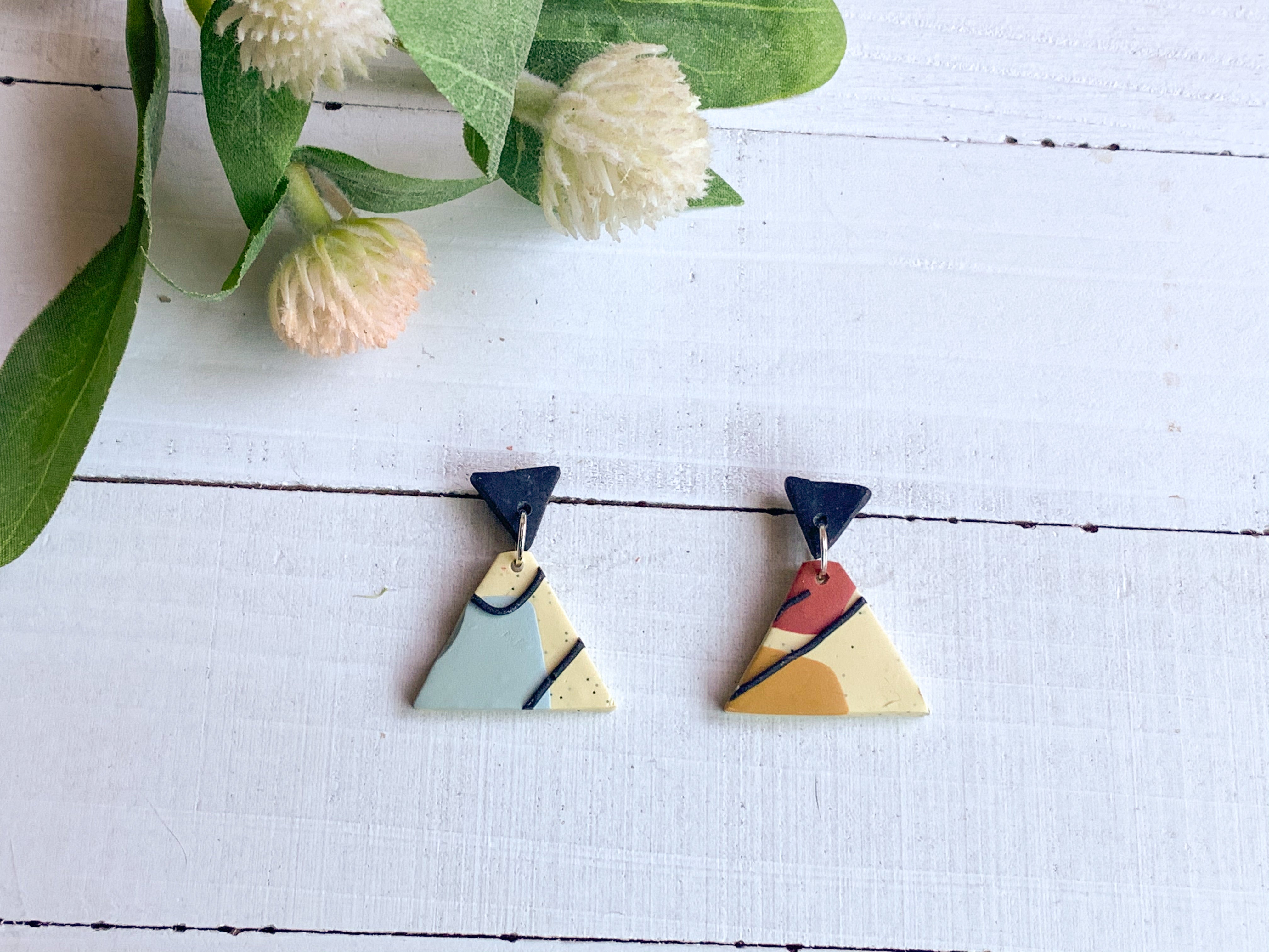 Abstract Slab Earrings (Small Triangle)