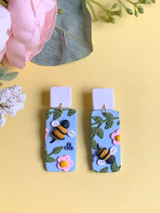 Bee Slab Earrings (Rectangle)
