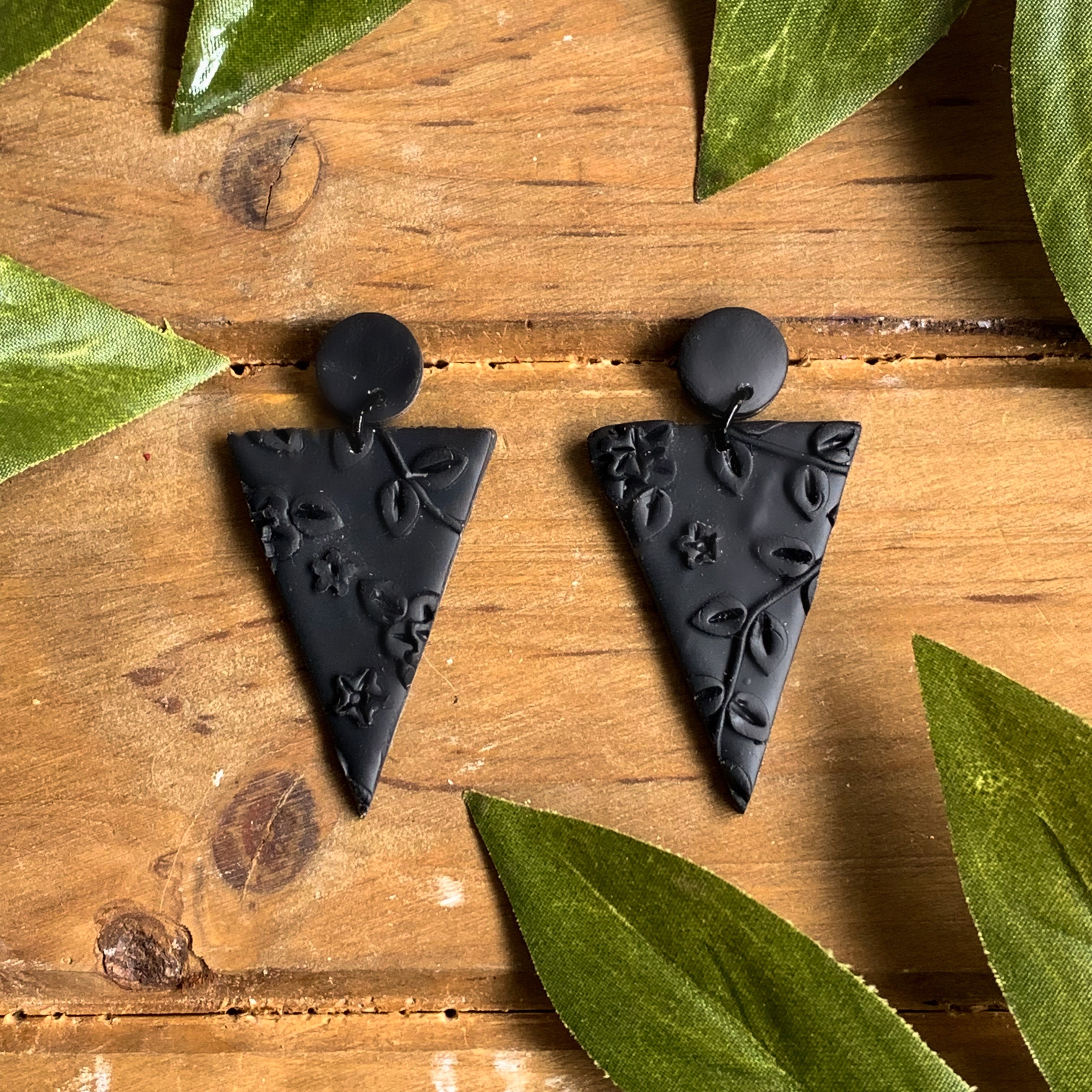 All Black Slab Earrings (Triangle)