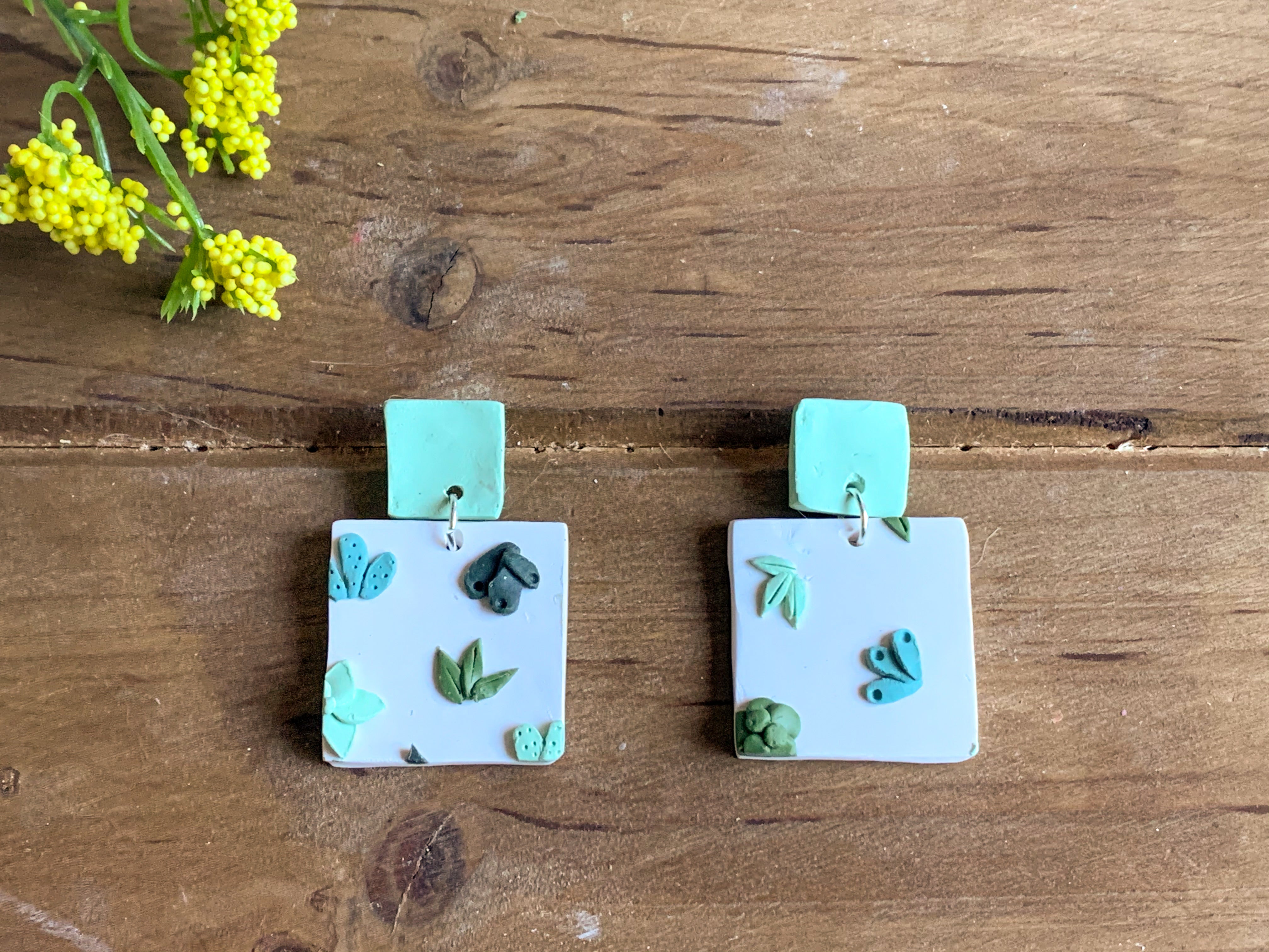 Succulent Slab Earrings (square)