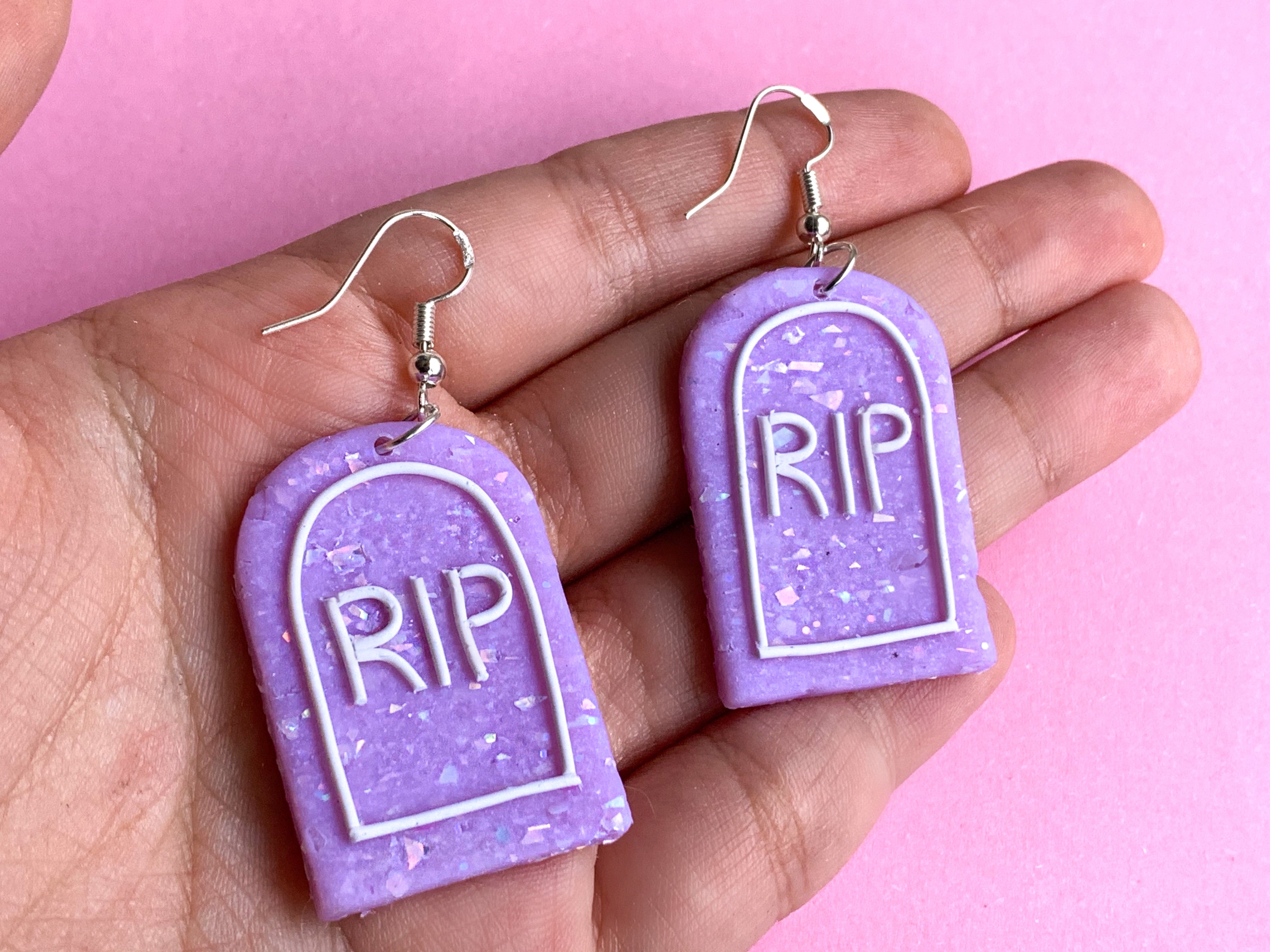 Purple Opal Gravestone Earrings
