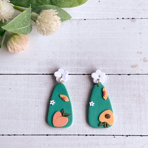 Peach Slice Slab Earrings (Teardrops)