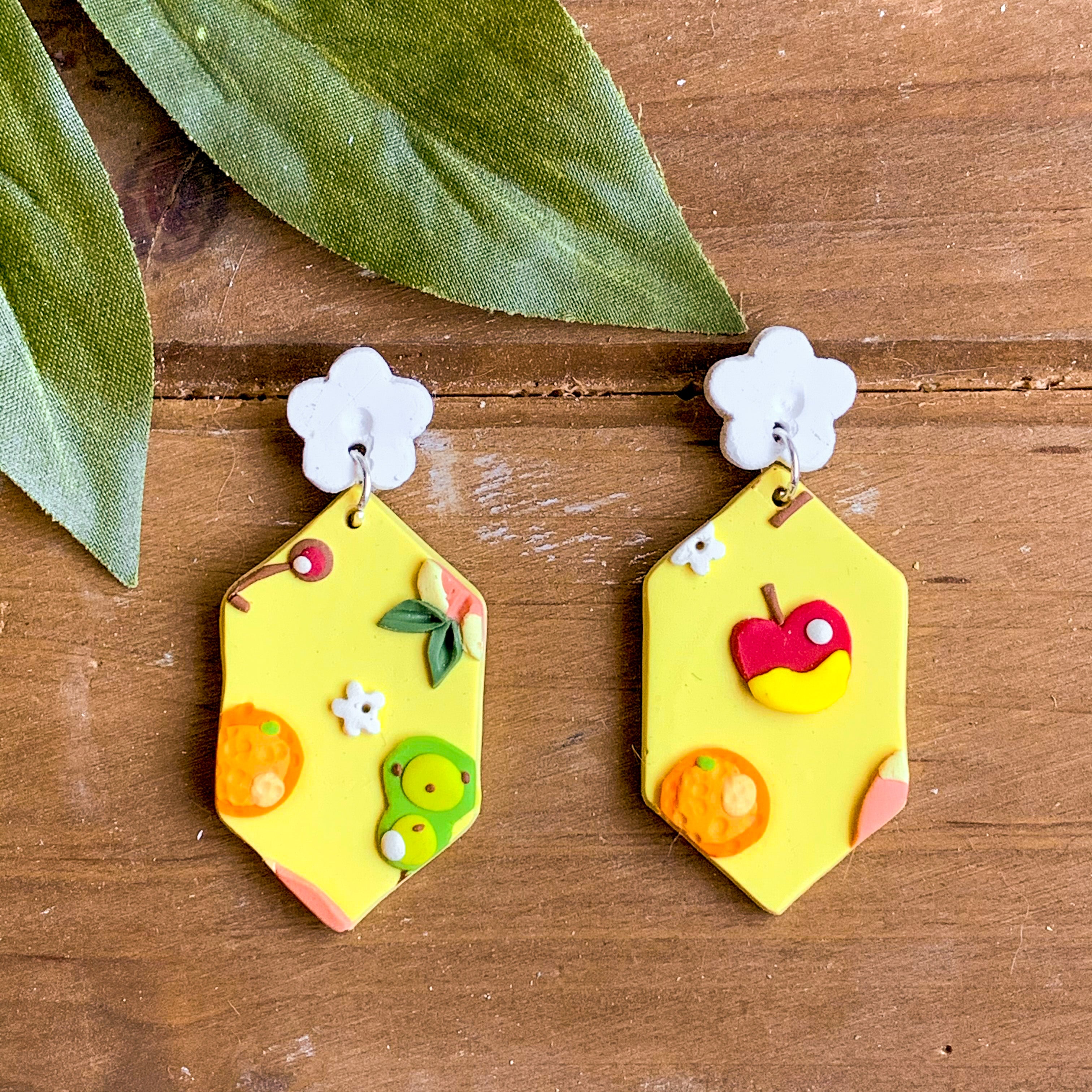 Animal Crossing Fruit Slab Earrings (Long Hexagon)