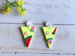 Watermelon Slab Earrings (long triangle)