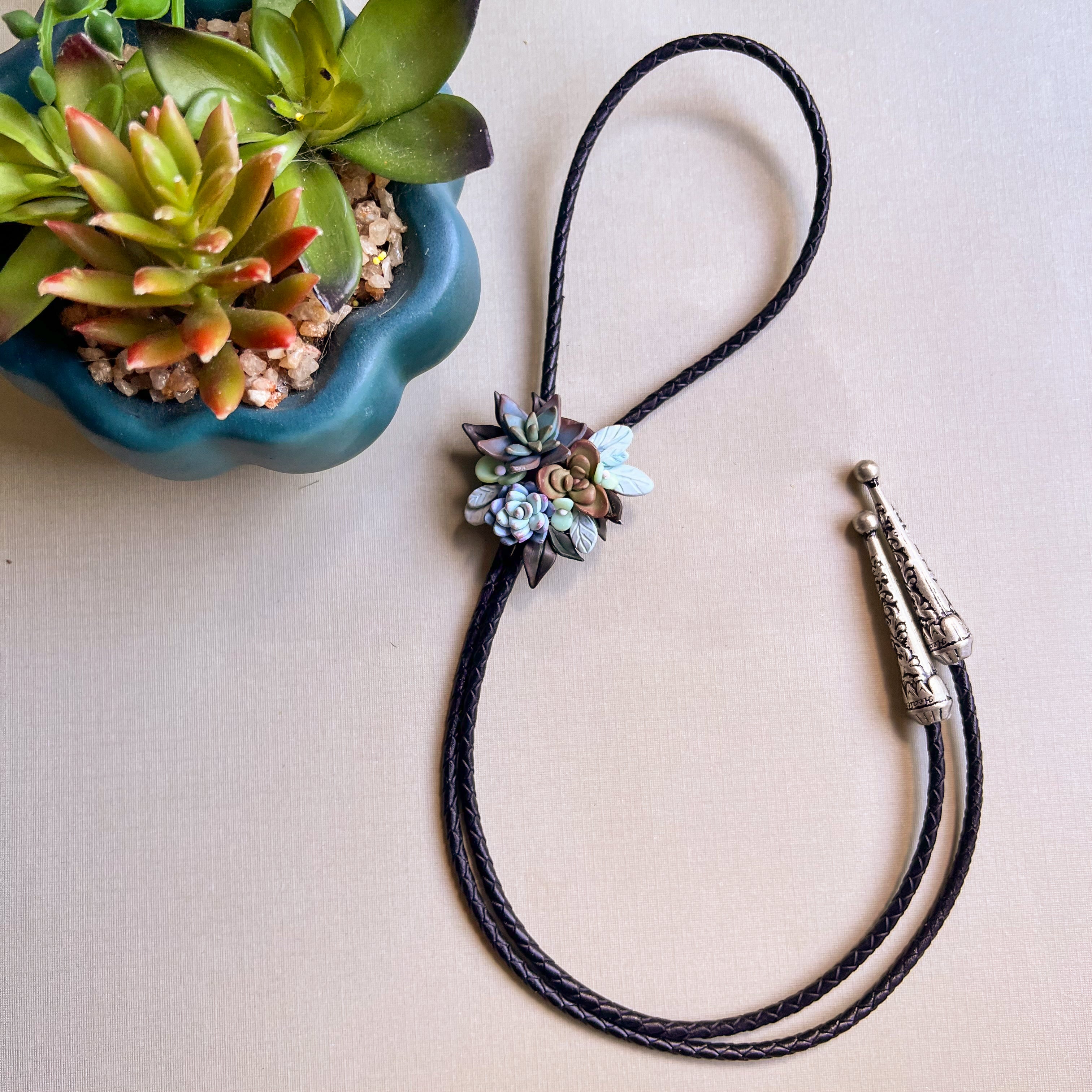 black tie succulent Succulent Bolo Tie (Cool Toned) – Clay & Rain