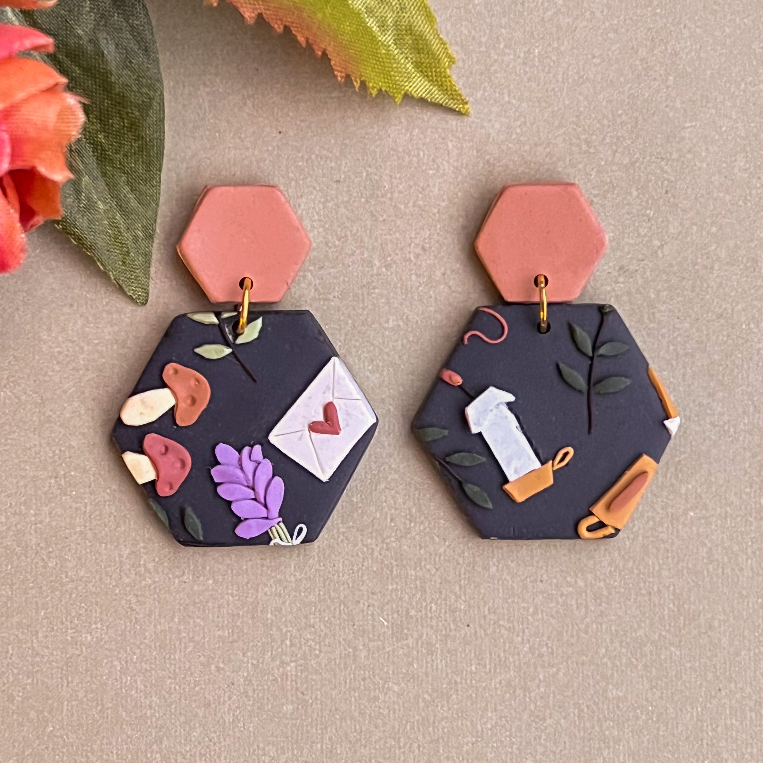 Cottagecore Slab Earrings (Hexagon)