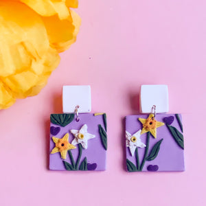 Daffodil Love Slab Earrings (Square)