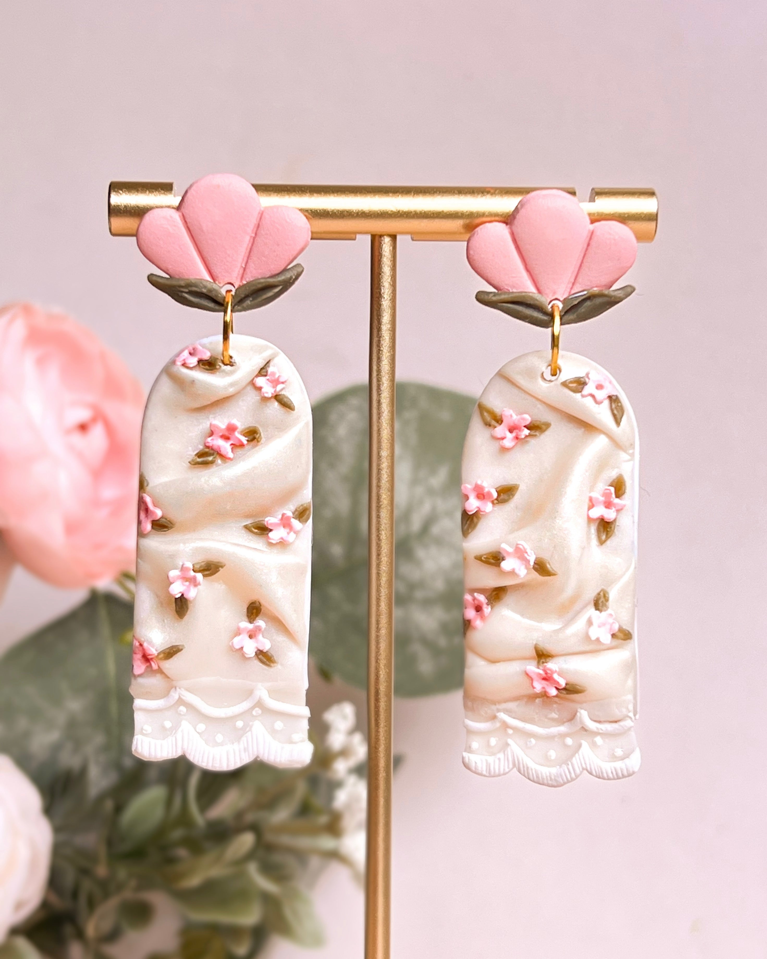 Floral Satin Slip Earrings