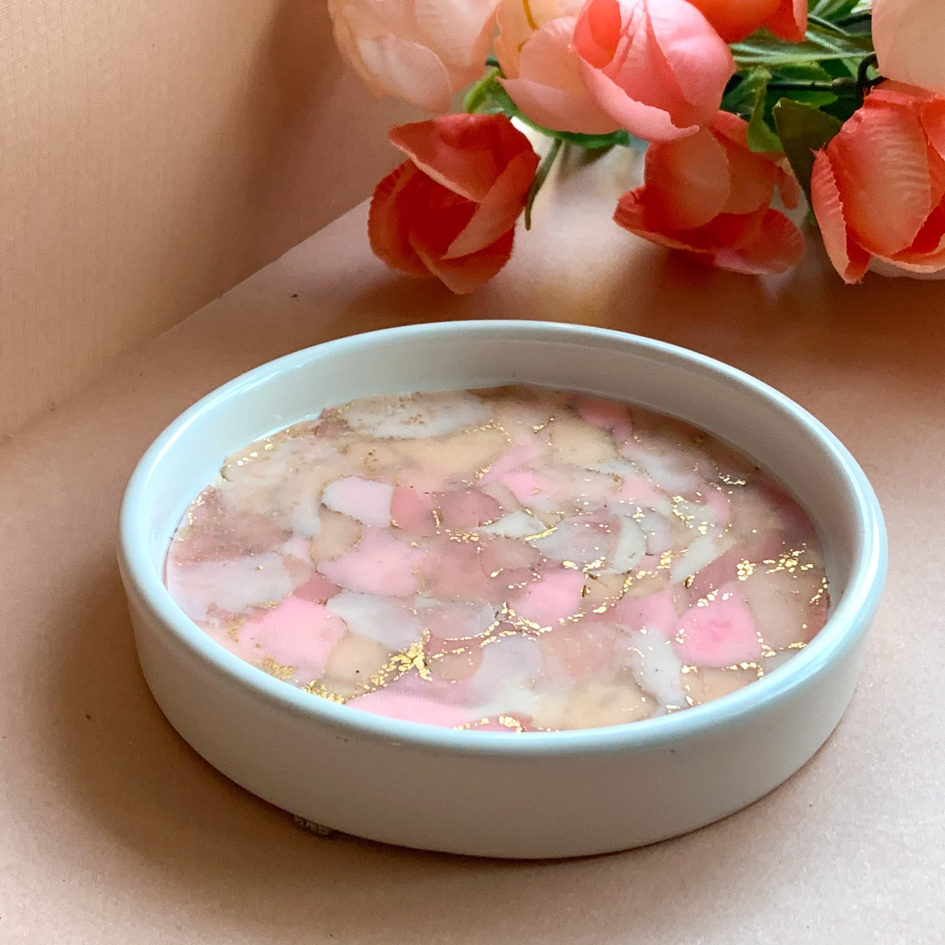 Gold Filled Rose Quartz 4in Trinket Dish